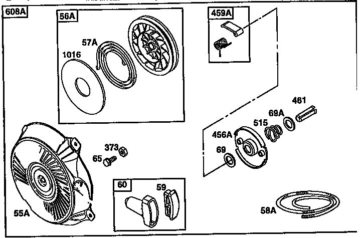 Rewind Starter Housing And Pulley Starter Diagram and Parts List for 135200-135299 0679 Briggs and Stratton Engine
